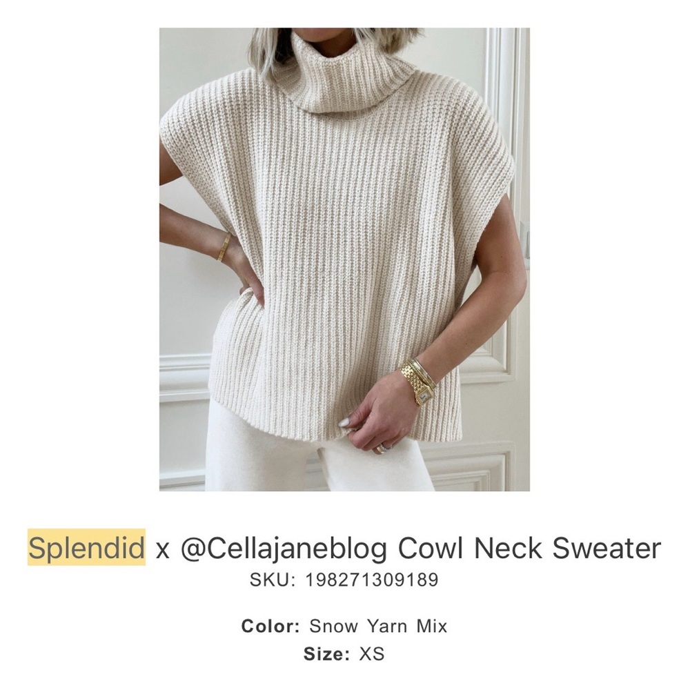 Splendid Snow Yarn Cowl Neck Sweater